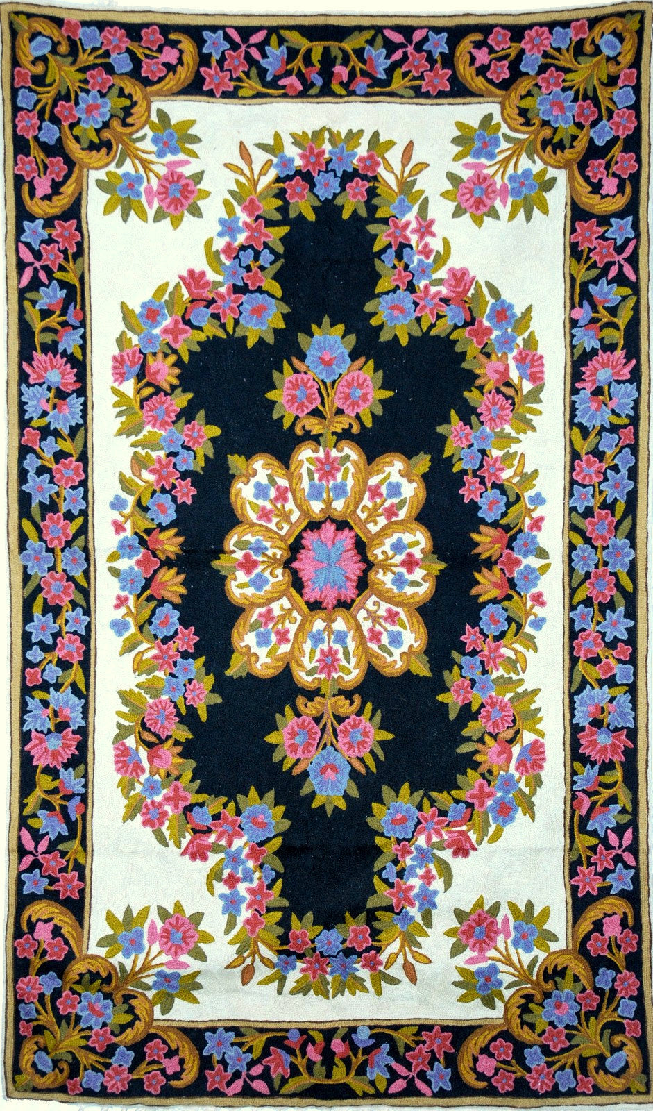 ChainStitch Tapestry Silk Area Rug, Multicolor Embroidery 6x4 feet #CW -  Best of Kashmir